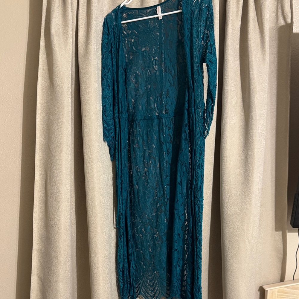 Xhilaration Teal Lace Sweater